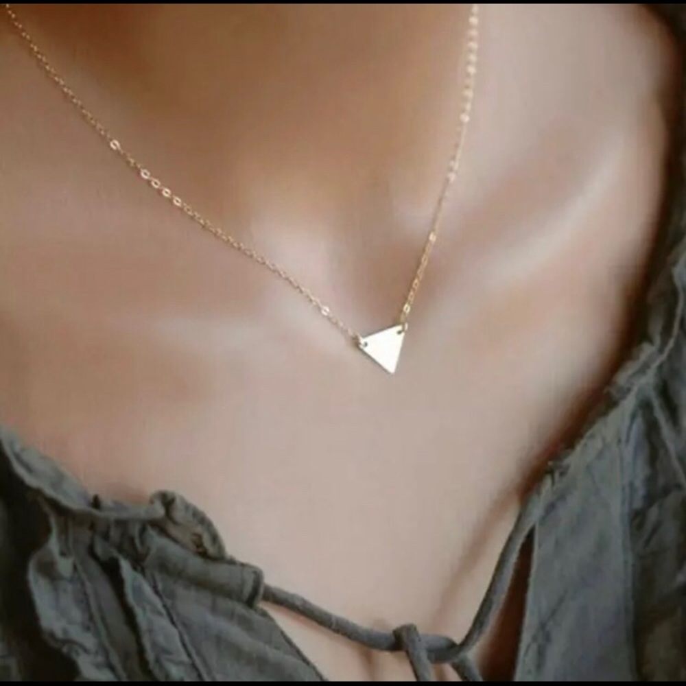 Gold triangle dainty necklace